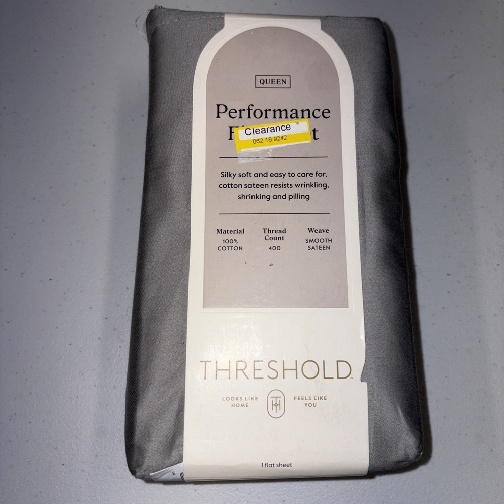 Queen 400 Thread Count Performance Flat Sheet Classic Gray - Threshold: Cotton